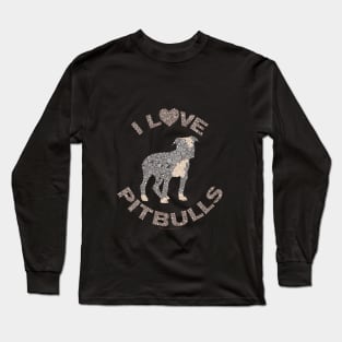 I LOVE PITBULLS Dog Lover Circle Design Long Sleeve T-Shirt